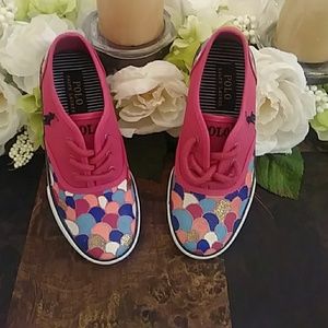 Pink Ralph Lauren Canvas Casual Sneakers